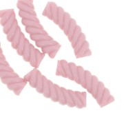 Perles tube incurvé torsadé 32x8 mm en acrylique opaque - Rose clair x6