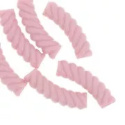 Perles tube incurvé torsadé 32x8 mm en acrylique opaque - Rose clair x6