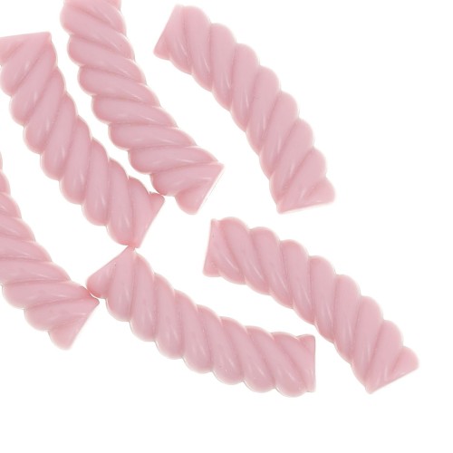 Perles tube incurvé torsadé 32x8 mm en acrylique opaque - Rose clair x6