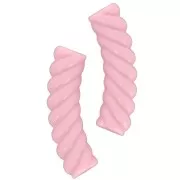 Perles tube incurvé torsadé 32x8 mm en acrylique opaque - Rose clair x6