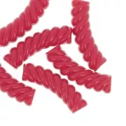 Perles tube incurvé torsadé 32x8 mm en acrylique opaque - Rouge x6