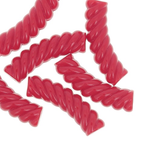 Perles tube incurvé torsadé 32x8 mm en acrylique opaque - Rouge x6