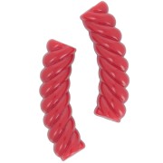 Perles tube incurvé torsadé 32x8 mm en acrylique opaque - Rouge x6