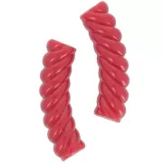 Perles tube incurvé torsadé 32x8 mm en acrylique opaque - Rouge x6
