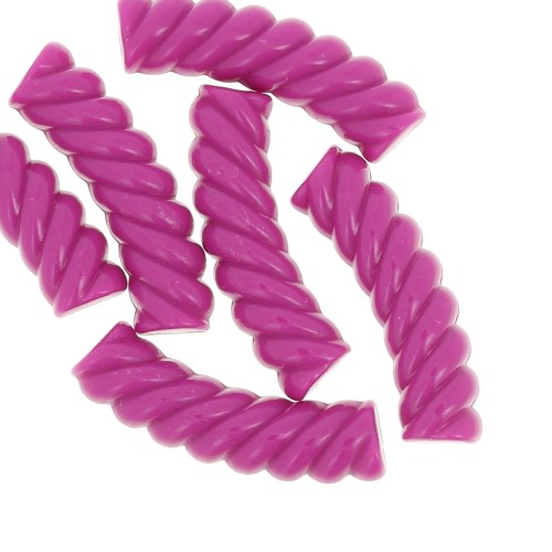 Perles tube incurvé torsadé 32x8 mm en acrylique opaque - Fuchsia x6