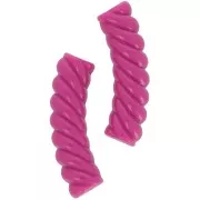 Perles tube incurvé torsadé 32x8 mm en acrylique opaque - Fuchsia x6