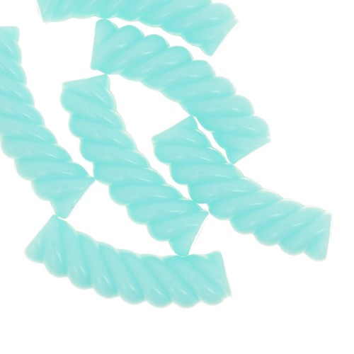 Perles tube incurvé torsadé 32x8 mm en acrylique opaque - Vert turquoise x6
