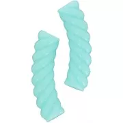 Perles tube incurvé torsadé 32x8 mm en acrylique opaque - Vert turquoise x6