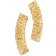 Perles tube incurvé en acrylique transparente 32x8 mm - Pailleté doré x6