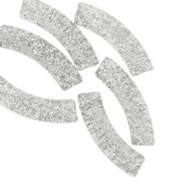 Perles tube incurvé en acrylique transparente 32x8 mm - Pailleté argenté x6