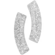 Perles tube incurvé 32x8 mm en acrylique transparente - Pailleté argenté x6