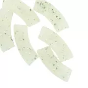 Perles tube incurvé 35x11 mm en acrylique translucide - Vert clair Pailleté x6