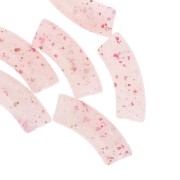 Perles tube incurvé 35x11 mm en acrylique translucide - Rose clair Pailleté x6