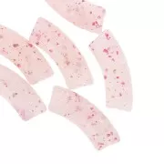 Perles tube incurvé 35x11 mm en acrylique translucide - Rose clair Pailleté x6
