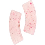 Perles tube incurvé en acrylique translucide 35x11mm Rose clair Pailleté x6