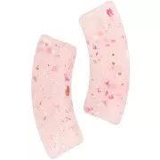 Perles tube incurvé en acrylique translucide 35x11mm Rose clair Pailleté x6