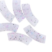 Perles tube incurvé 35x11 mm en acrylique translucide - Violet Pailleté x6