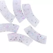 Perles tube incurvé 35x11 mm en acrylique translucide - Violet Pailleté x6
