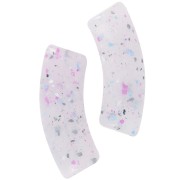 Perles tube incurvé en acrylique translucide 35x11mm Violet Pailleté x6