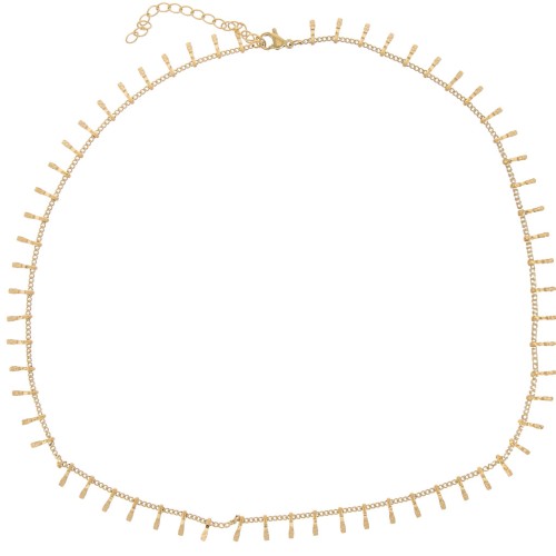 Tour de cou maille Gourmette et barres 6.8 mm - Acier inoxydable 304L Doré x46cm