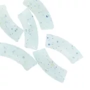 Perles tube incurvé 35x11 mm en acrylique translucide - Bleu clair Pailleté x6