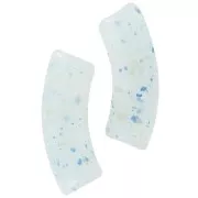 Perles tube incurvé 35x11 mm en acrylique translucide - Bleu clair Pailleté x6