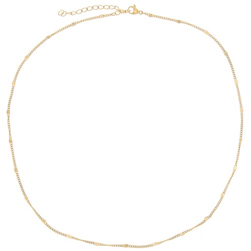 Tour de cou maille Gourmette fantaisie 1.95 mm - Acier inoxydable 304L Doré x46cm