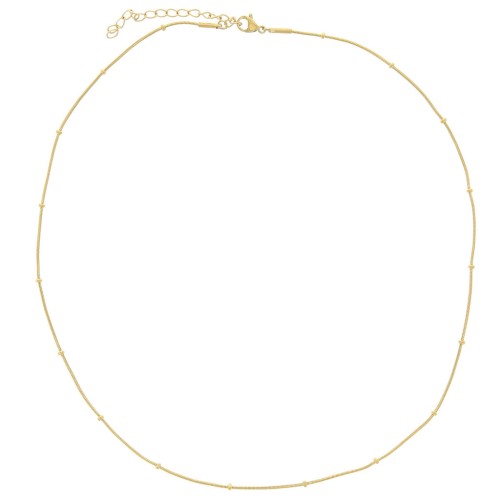 Tour de cou maille Serpentine perlée 2 mm - Acier inoxydable 304L Doré x46cm