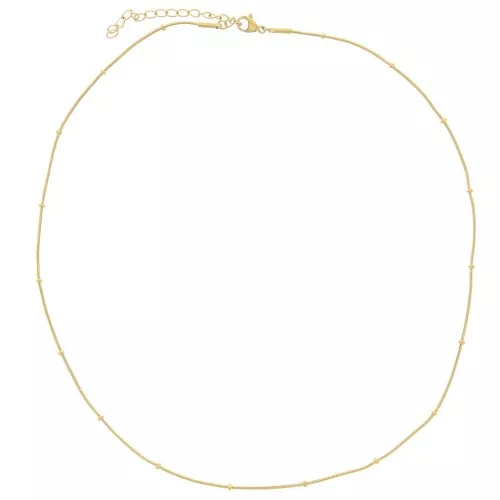 Tour de cou maille Serpentine perlée 2 mm - Acier inoxydable 304L Doré x46cm