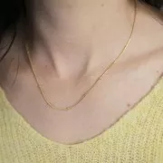 Tour de cou maille Serpentine perlée 2 mm - Acier inoxydable 304L Doré x46cm