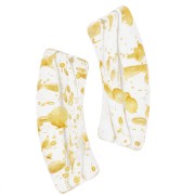 Perles tube incurvé en acrylique transparente 35x11 mm - Tacheté doré x6