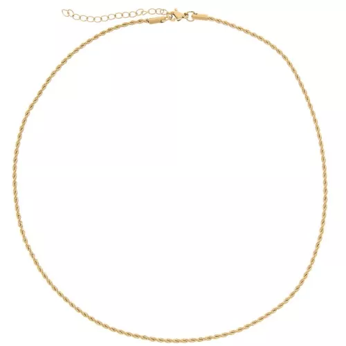Tour de cou maille Corde 2 mm - Acier inoxydable 304L Doré x46cm