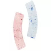 Perles tube incurvé 32x8 mm en acrylique transparente - Pailleté multicolore x6