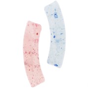 Perles tube incurvé en acrylique transparente 32x8 mm - Pailleté multicolore x6