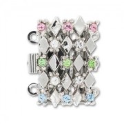 Fermoir 3 rangs strass PureCrystal 20mm Multicolore/rhodiéx1|raw }}