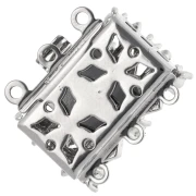 Fermoir 3 rangs strass PureCrystal 20mm Multicolore/White bronze x1