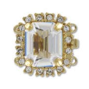 Fermoir 2 rangs 17 mm cabochon PureCrystal Crystal/doré x1