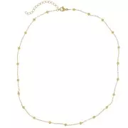 10 tours de cou Forçat limée et petites boules 3mm - Acier inox 304L Doré x46cm