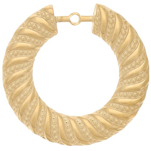 Pendentifs ronds évidés texturés torsadés 40 mm - Acier inoxydable 304L Doré x2