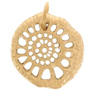 Pendentifs coquillages irrégulier travaillé 20x18 mm - Acier inox 316L Doré x2