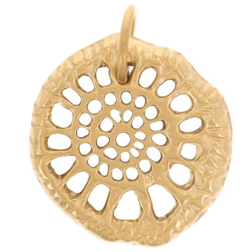 Pendentifs coquillages irrégulier travaillé 20x18 mm - Acier inox 316L Doré x2