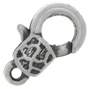 Fermoir mousqueton décoré 15 mm argenté vieilli x1