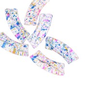 Perles tube incurvé en acrylique transparent 35x11mm - Tacheté Bleu - Jaune x6|raw }}
