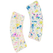 Perles tube incurvé en acrylique transparent 35x11mm - Tacheté Turquoise x6