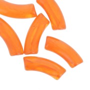 Perles tube incurvé 35x11 mm en acrylique transparente - Marbré Orange x6