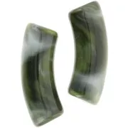 Perles tube incurvé 35x11 mm en acrylique transparente - Marbré Vert foncé x6