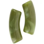 Perles tube incurvé 35x11 mm en acrylique transparente - Marbré Avocat x6