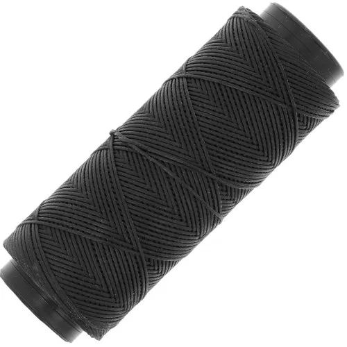 Fil plat en polyester ciré  Slam Cord pour micro macramé 0.8 mm - Gris foncé x100m
