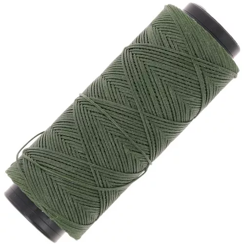 Fil plat en polyester ciré Slam Cord pour micro macramé 0.8 mm - Kaki x100m