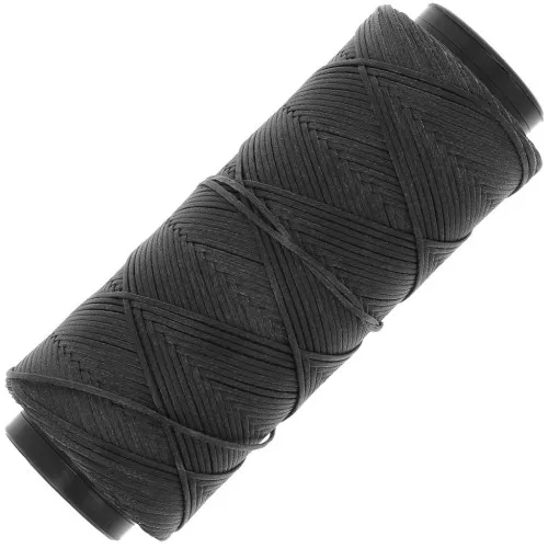 Fil plat en polyester ciré  Slam Cord pour micro macramé 1 mm - Gris foncé x100m